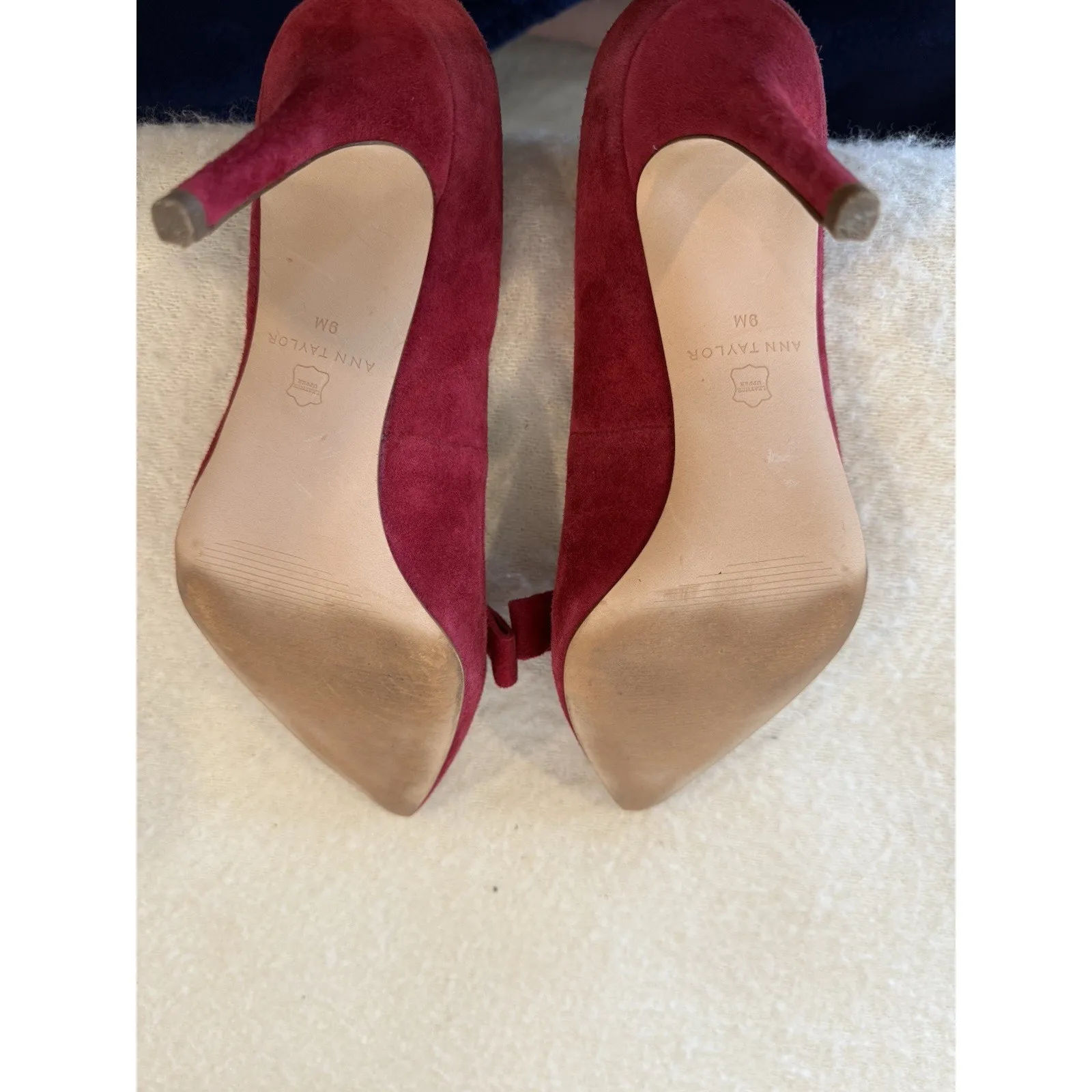 Ann Taylor Odette Wine Suede Bow Heels Shoes Fashion Blogger Work Pumps 9 Fairy - Image 7