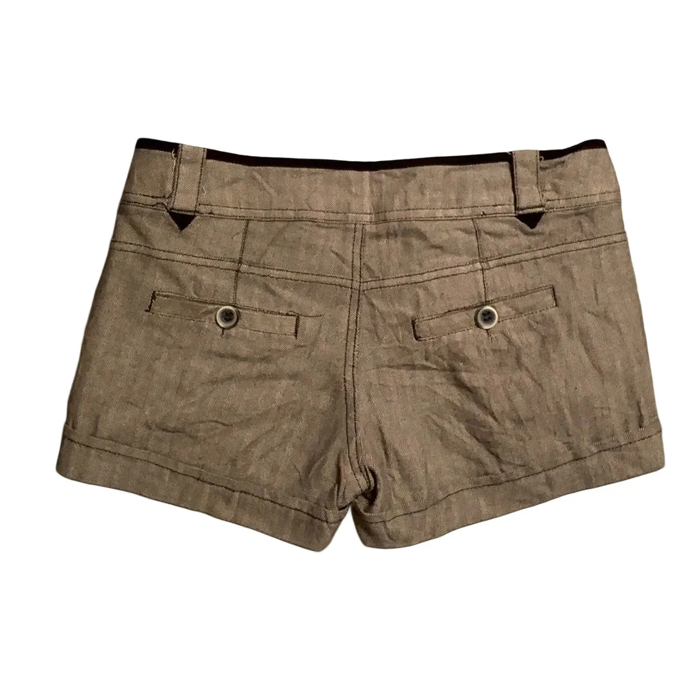 BSK Herringbone Shorts Y2K Brown Trim Heart Charm Size 34 EU / 6 UK - Image 3