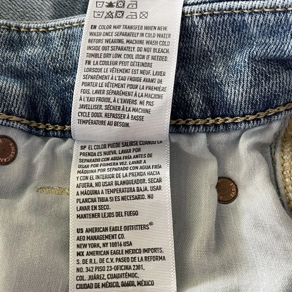 American Eagle SZ 0 Curvy Hi-Rise Shortie Jean Shorts Distressed Stretch Light - Image 10