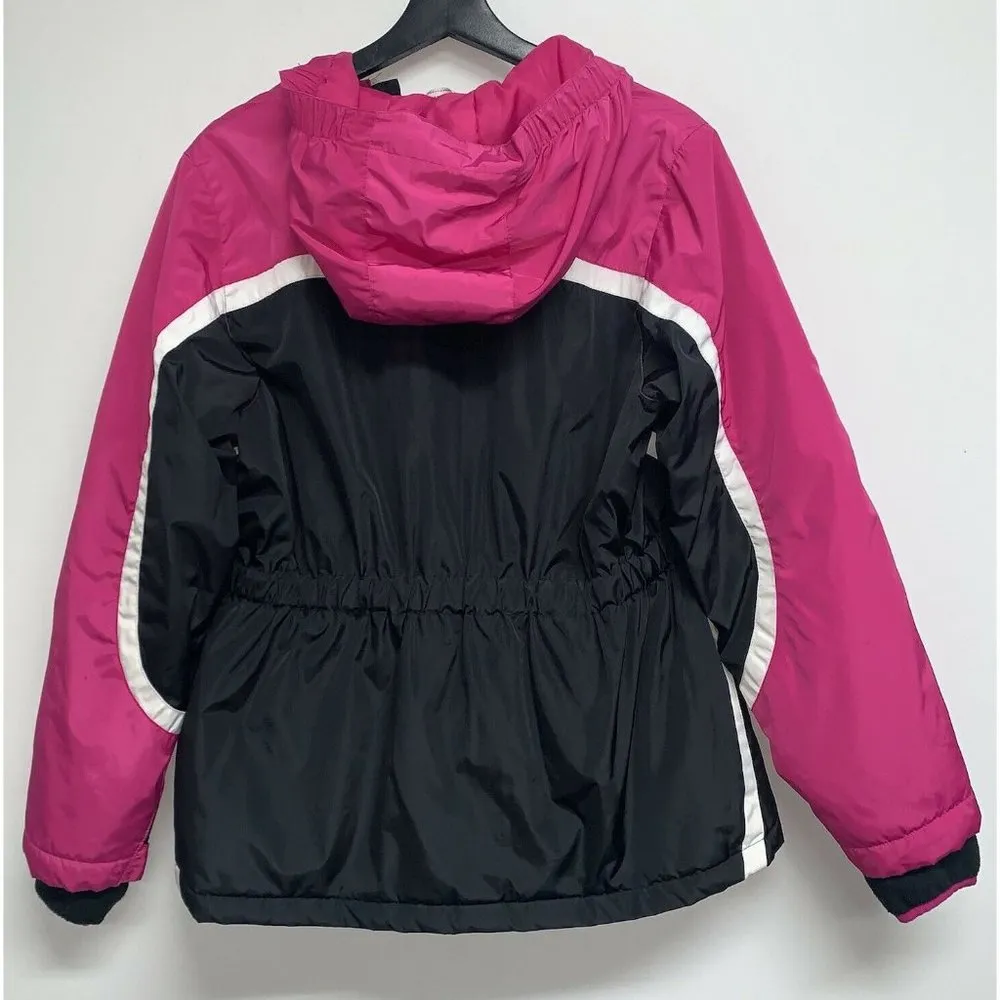 Lands End Womens Winter Squall Jacket Size M Pink Black Coat Hood Flaw - Image 3