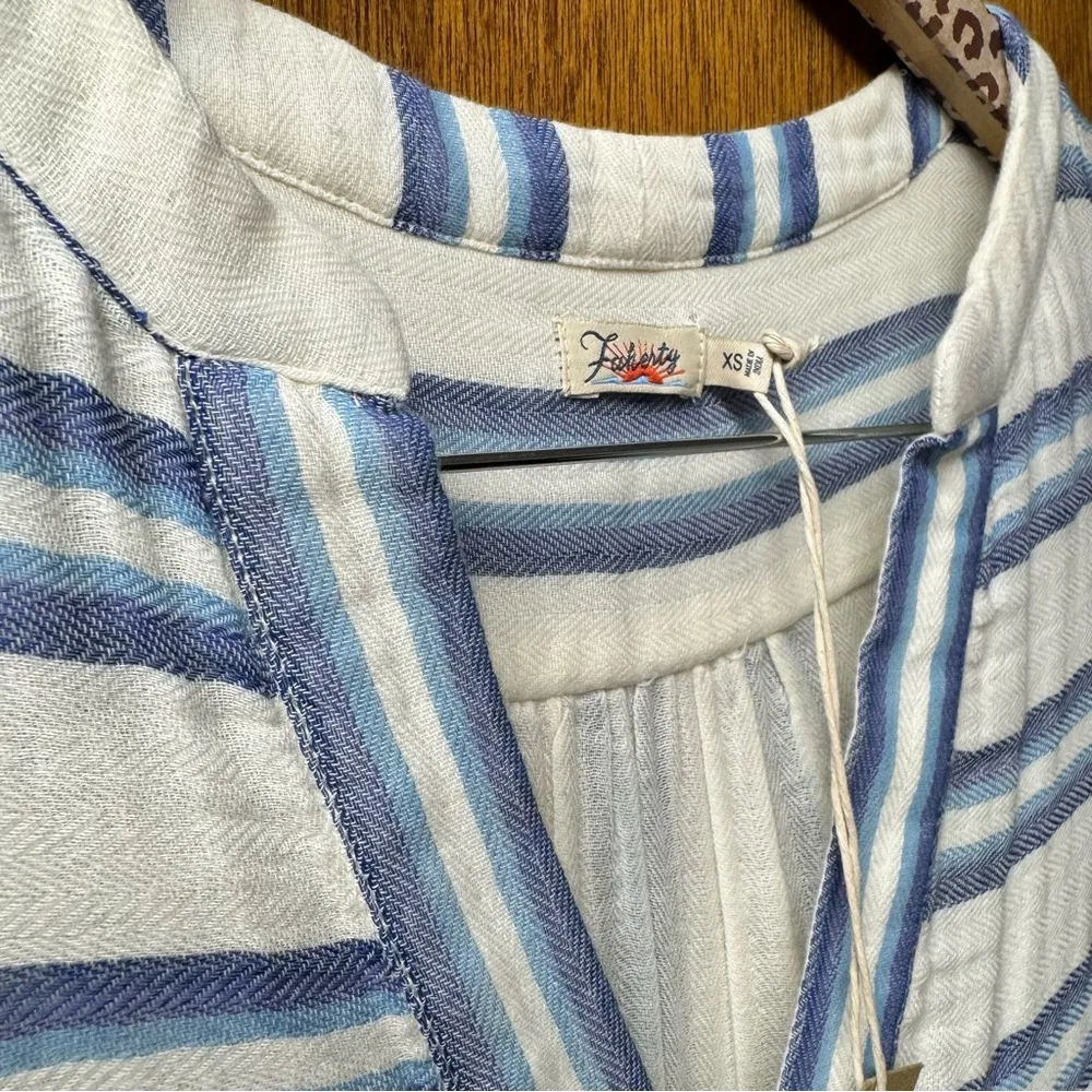 NEW Faherty Dream Cotton Gauze Vida Midi Dress Blue Baja Extra Small XS NWT - Image 7