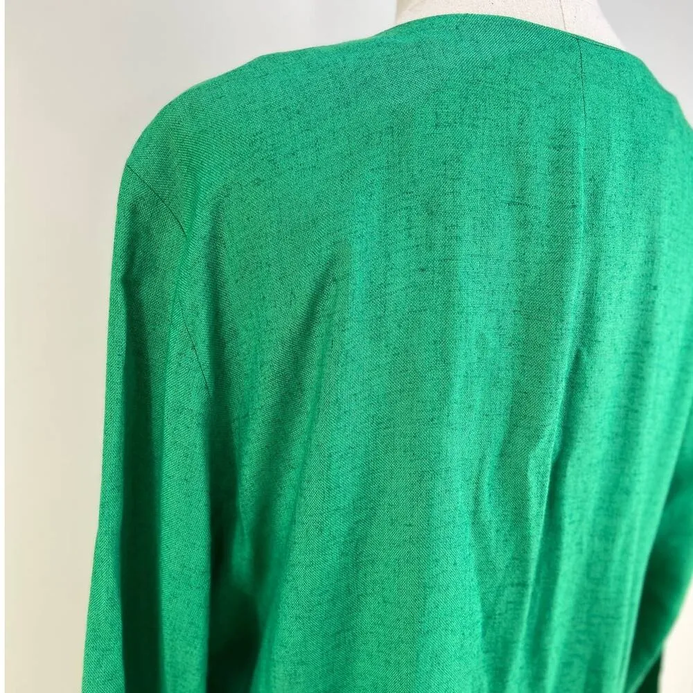 Vintage 80s Kathryn Deene Kelly Green Dress Drop Waist Pleated Skirt Size undefined - Image 4