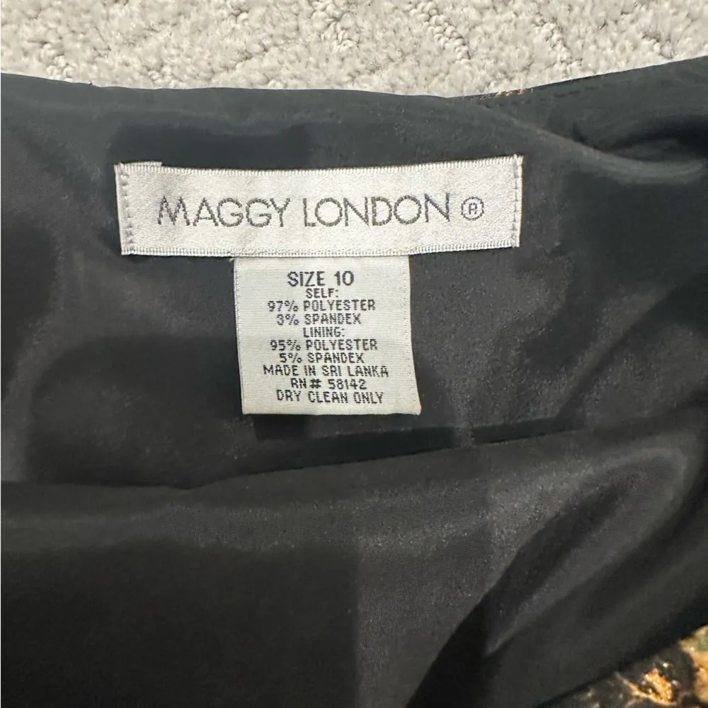 Maggy London One Shoulder Satin Ruched Marigold Floral Print Dress - size 10 - Image 3