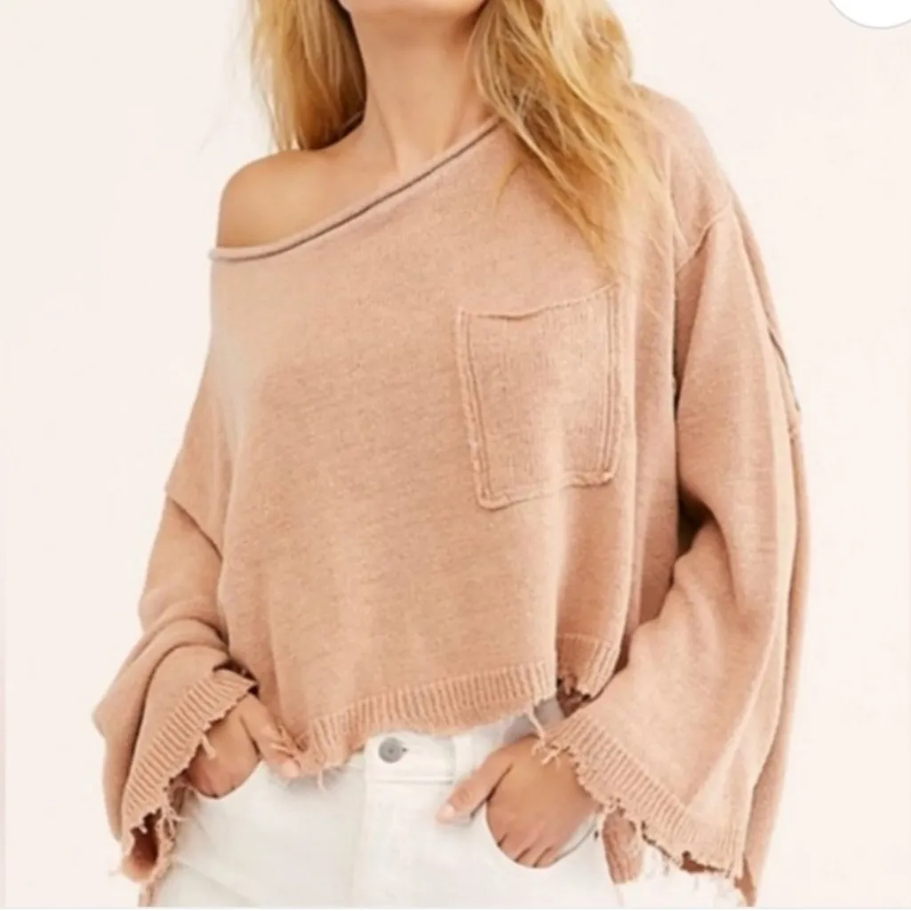 Free People Prism Knit Crop Sweater Yellow Lemon Zest linen blend distressed - Image 13