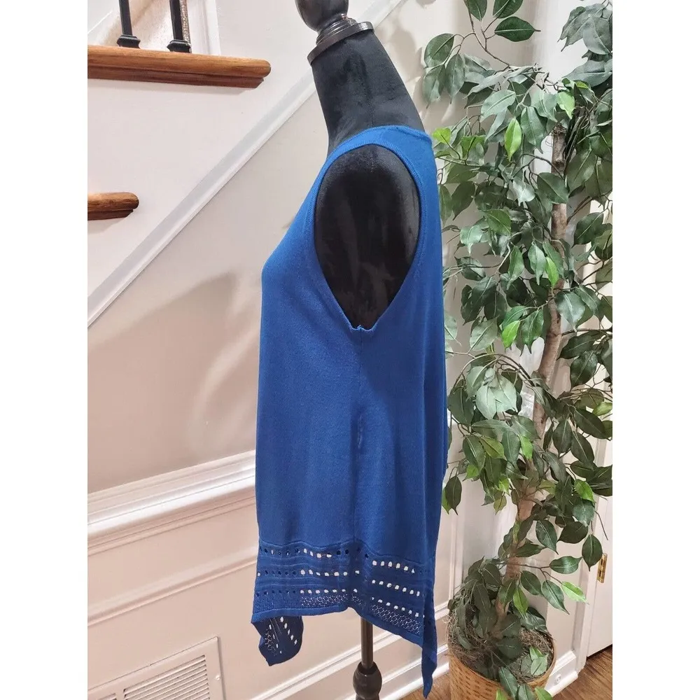 Grace Elements Women's Blue Rayon Scoop Neck Sleeveless Casual Top Blouse Size M - Image 6