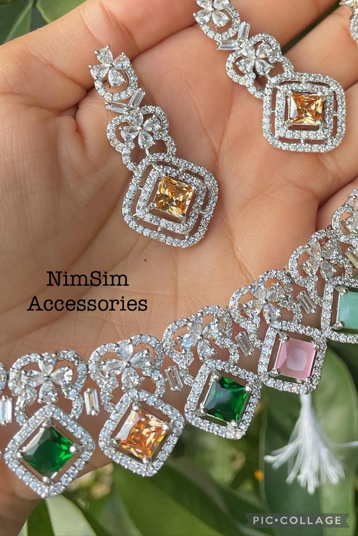 Crystal Necklace Set Silver - Image 2