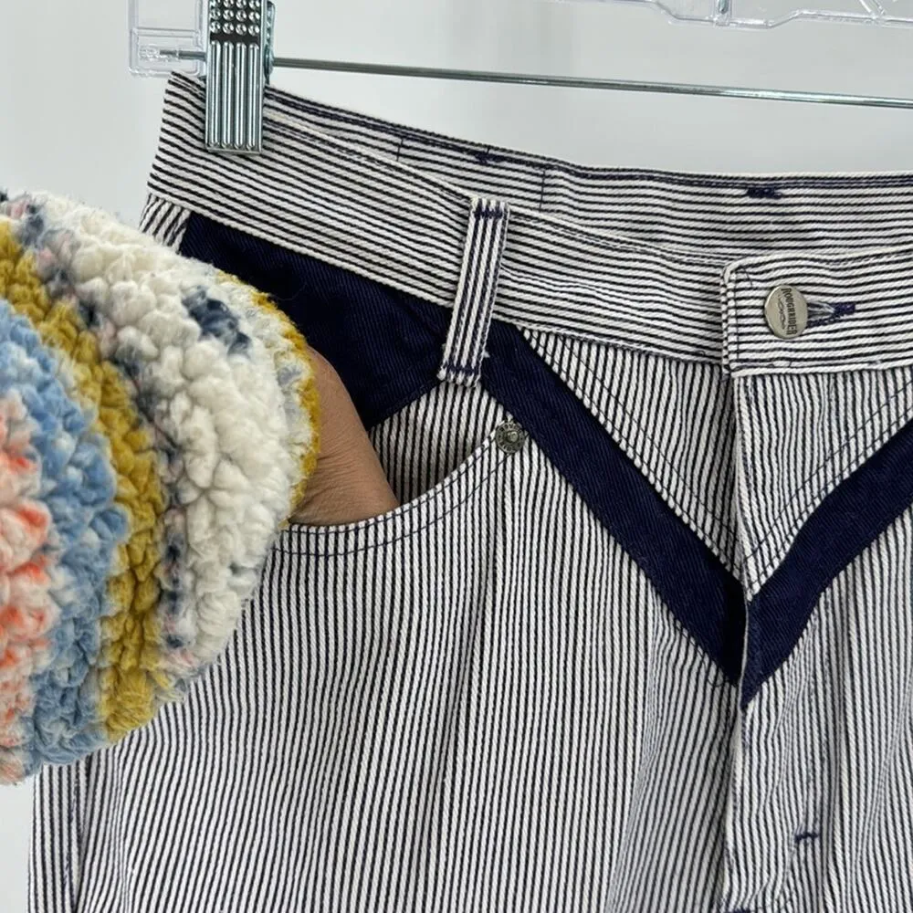 Vintage Roughrider blue white pin striped high waisted jeans western size 11 - Image 4