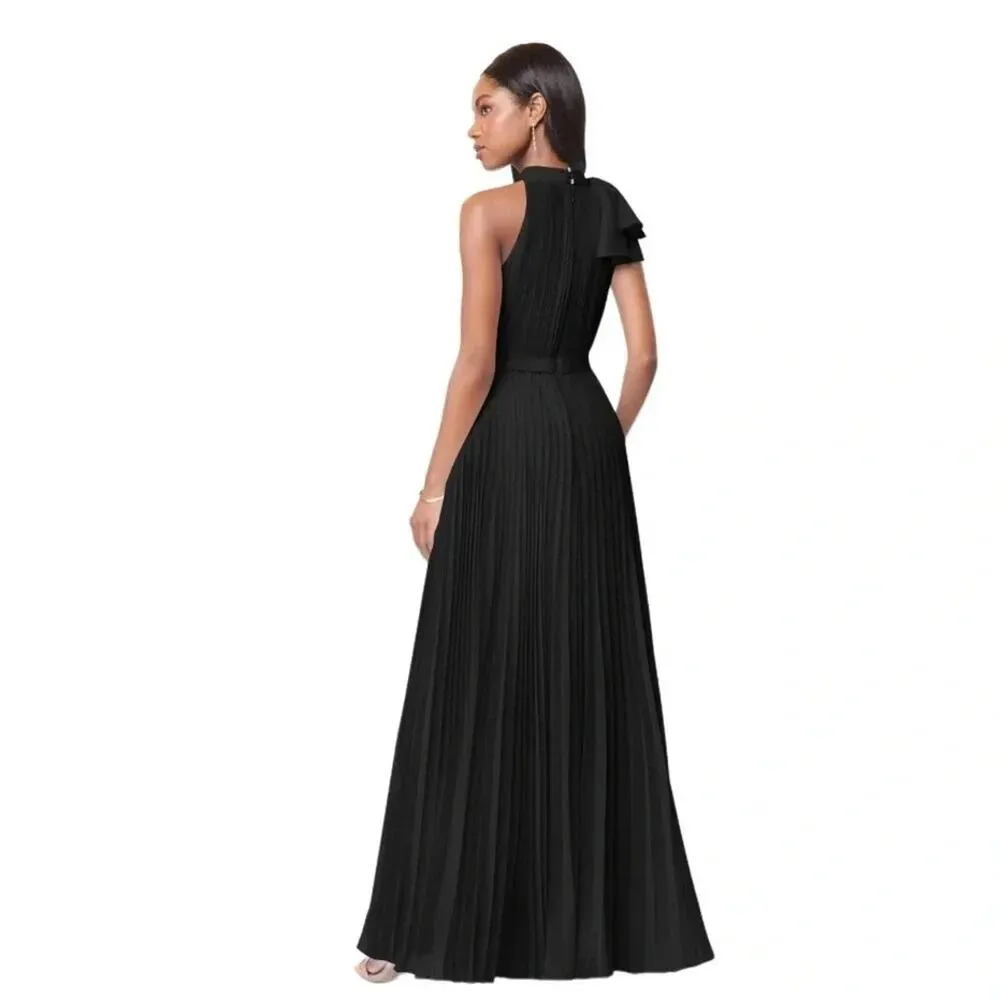 AZAZIE CAILYN Long Black Flowy Pleated Chiffon Dress Size 2 - Image 11
