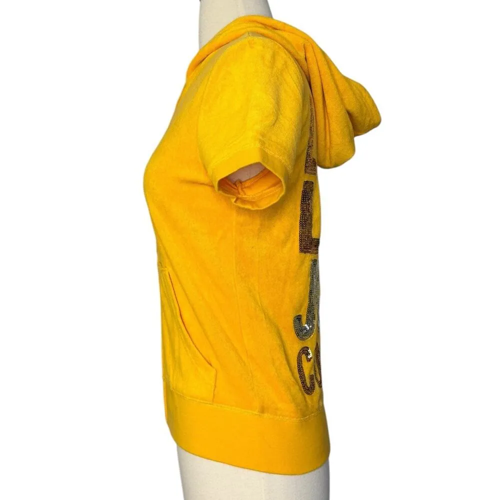 Vintage Y2K LONG LIVE JUICY COUTURE Sequin French Terry Cloth Zip Up Hoodie Sz S - Image 9