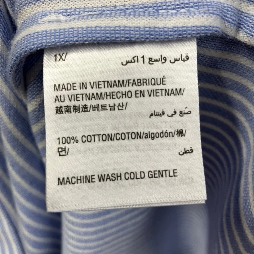 Charter Club Striped 100% Cotton Button Up Shirt Womens 1X Soft Preppy‎ Coastal - Image 11