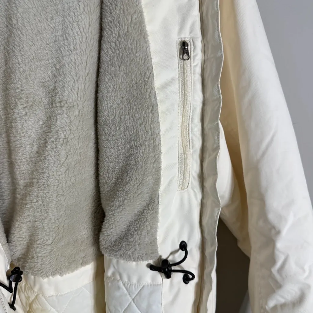 L.L. Bean Winter Warmer Coat Women's Large Ivory Full Zip Long Hooded 271139 White - Image 13