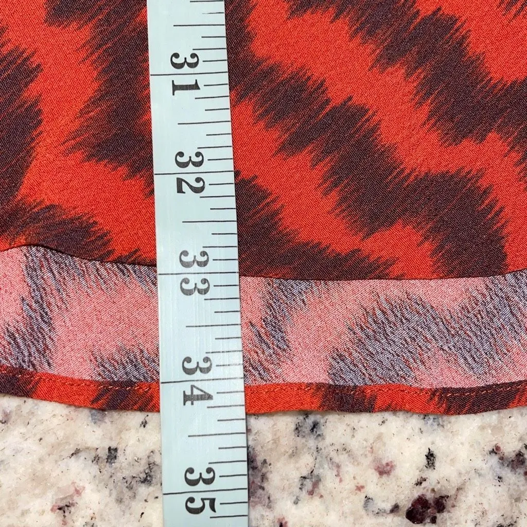 Mango Womens Animal Print Elastic Waist Flowy Midi Skirt Red Orange Black Size L - Image 9