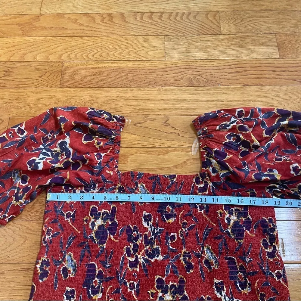 BP Floral Print Smocked Crop Top Puff short sleeves cotton blend Sz 1XL - Image 11