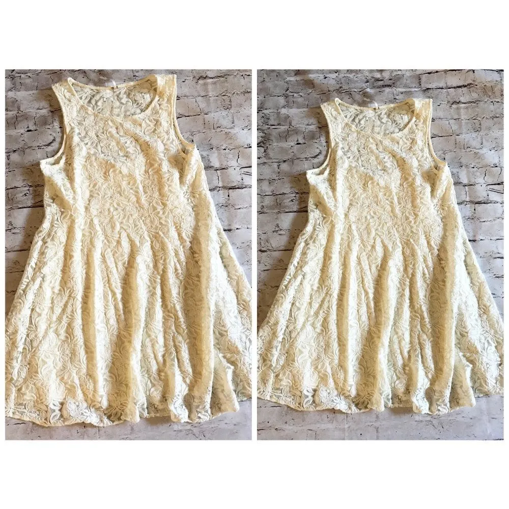 Free People Miles of Lace Dress Sleeveless Ivory L - Image 4