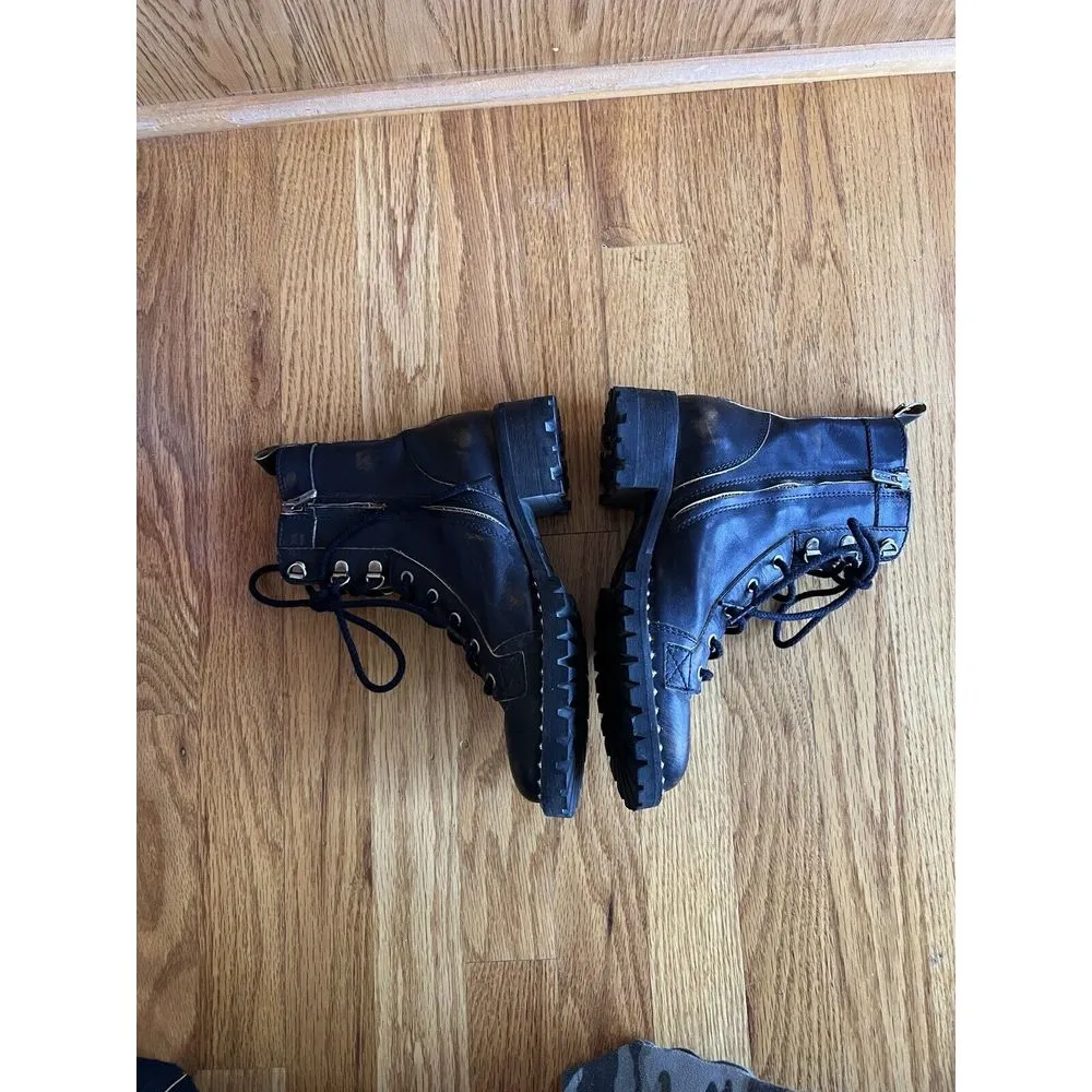 Dkode Soul Rockstud‎ leather combat Ankle boots Women's Size 36 Black Stud - Image 4