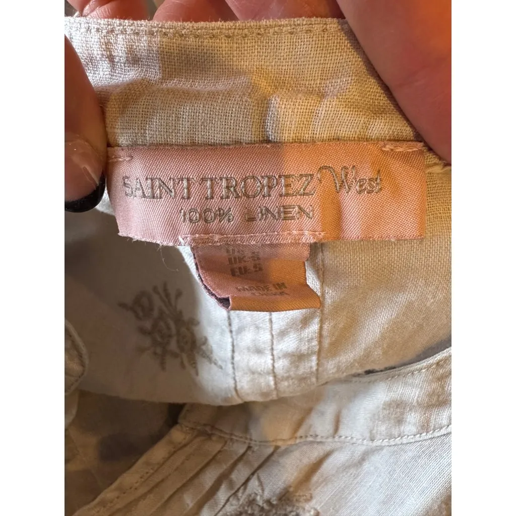 Saint Tropez West Women‎ Small Gray Linen Embroidered Tunic Top Lagenlook Boho - Image 7