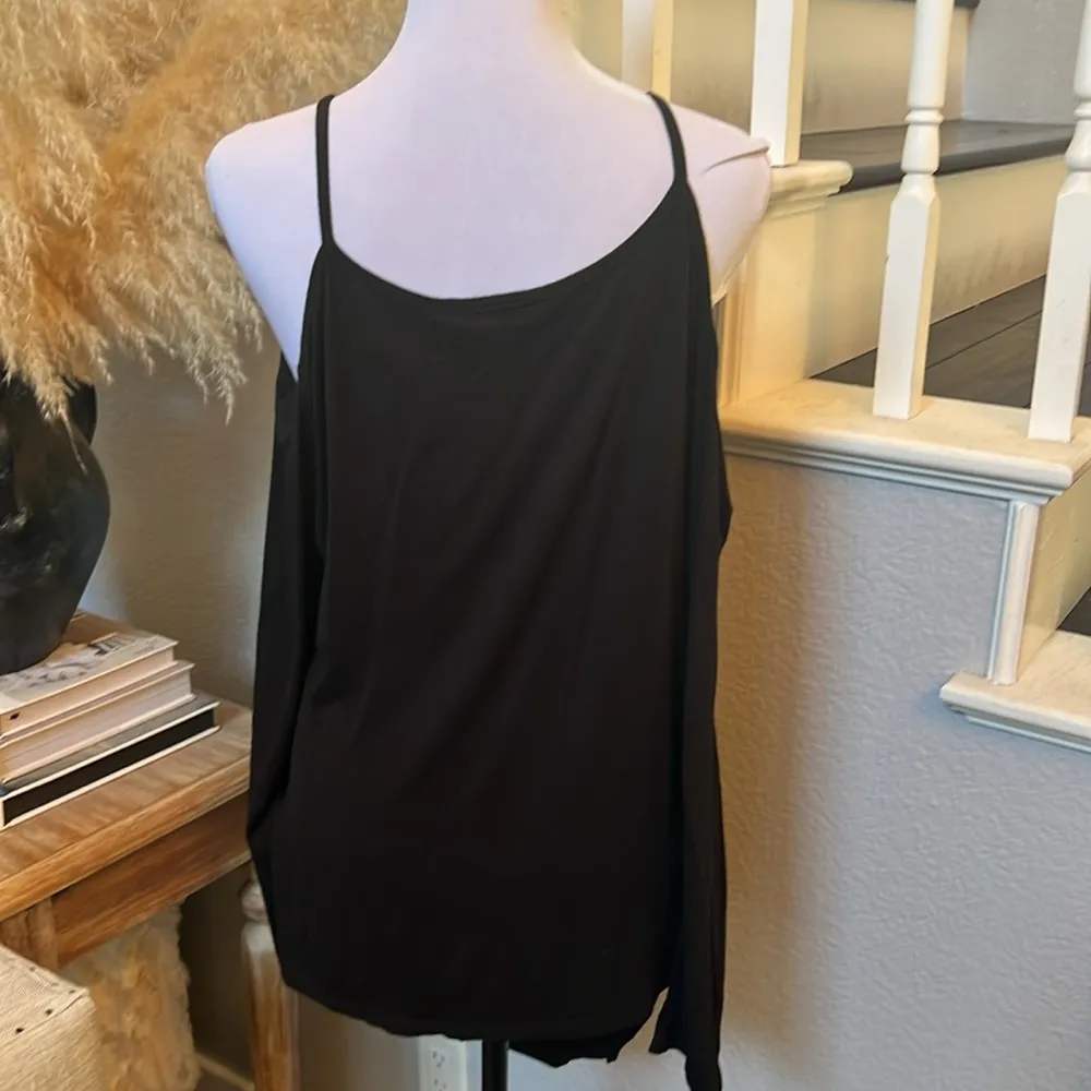 Cold Shoulder Strap Long Sleeve Black Top Size 22-24 - Image 5