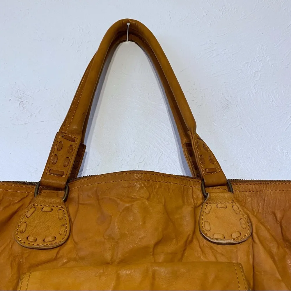Noonday Rustic Leather Tote Shoulder Bag zipper - Image 8