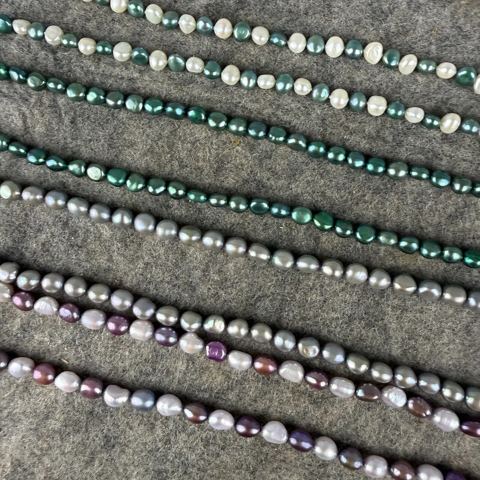 Lot of 4 long Freshwater Pearl Jewel Tone Beads Necklaces‎ Silver Green Purple - Image 6