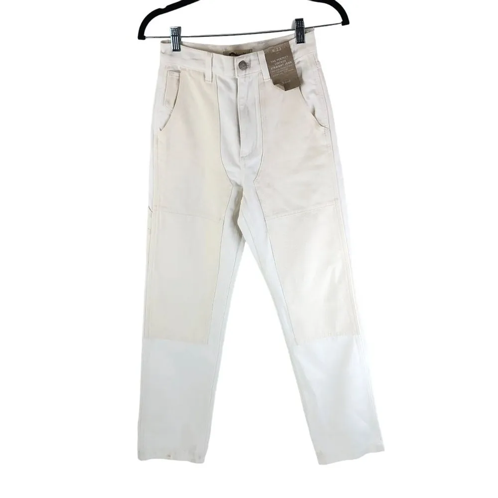Madewell Womens The '90s Straight Jean: Two-Tone Workwear Edition White Ivory 23 - Image 3