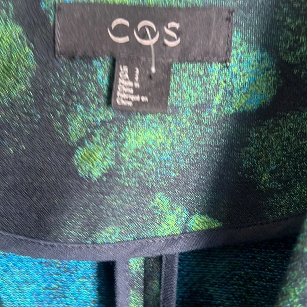 COS Women's Green Tailored Jacquard Coat - Image 5