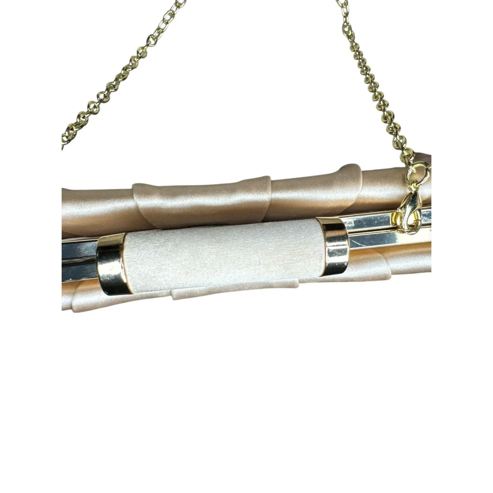 Kate Landry Satin Pouch Frame Clutch Champagne Slip Pocket Formal Party - Image 6