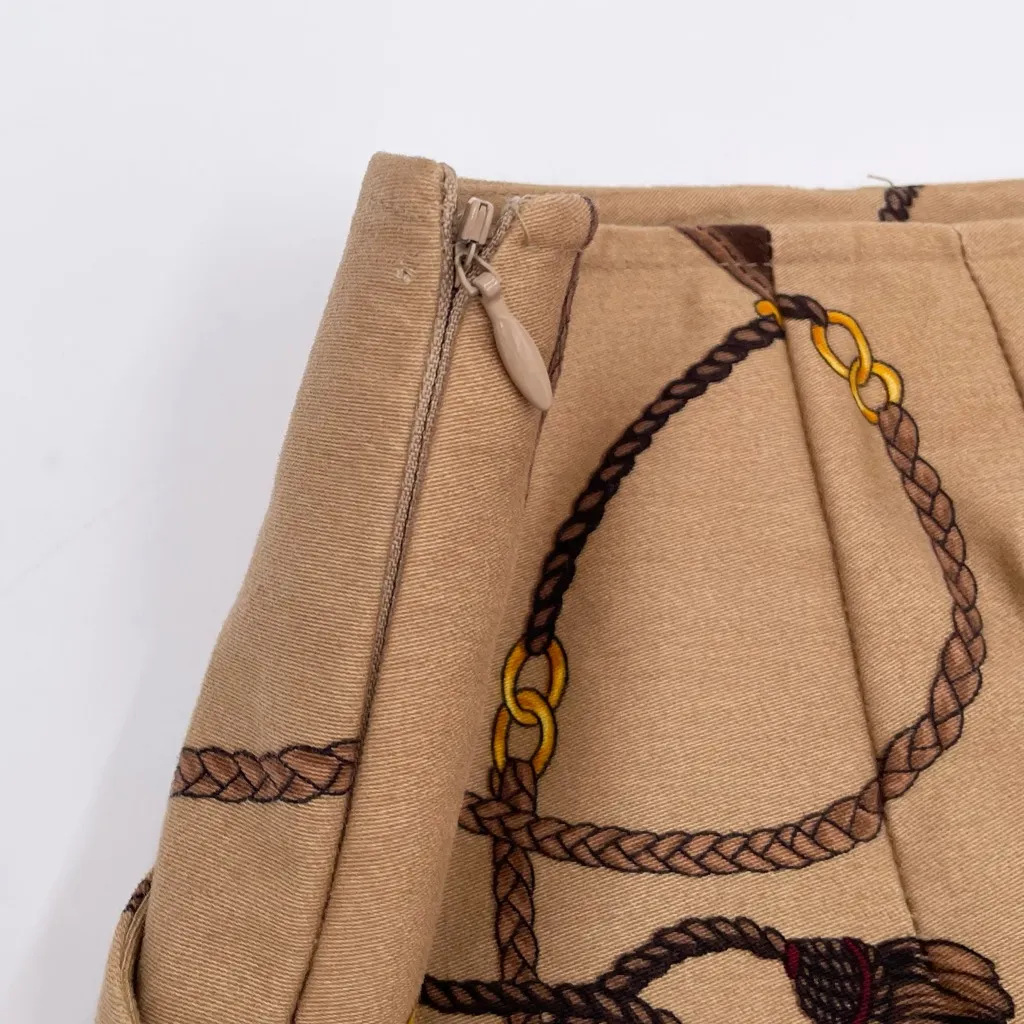 Vintage 90s Talbots Tan Equestrian Print Pencil Skirt Size 16 Preppy 100% Cotton - Image 4