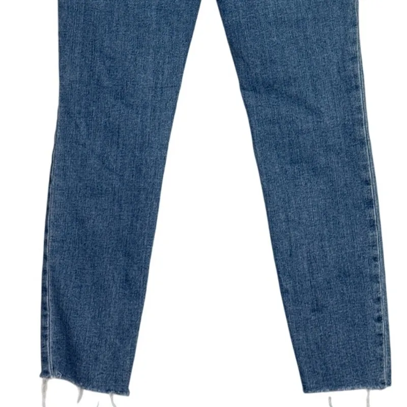 J. Crew Mid Rise Toothpick Skinny Distressed Hem Stretch Ankle Jean 27 Blue - Image 6