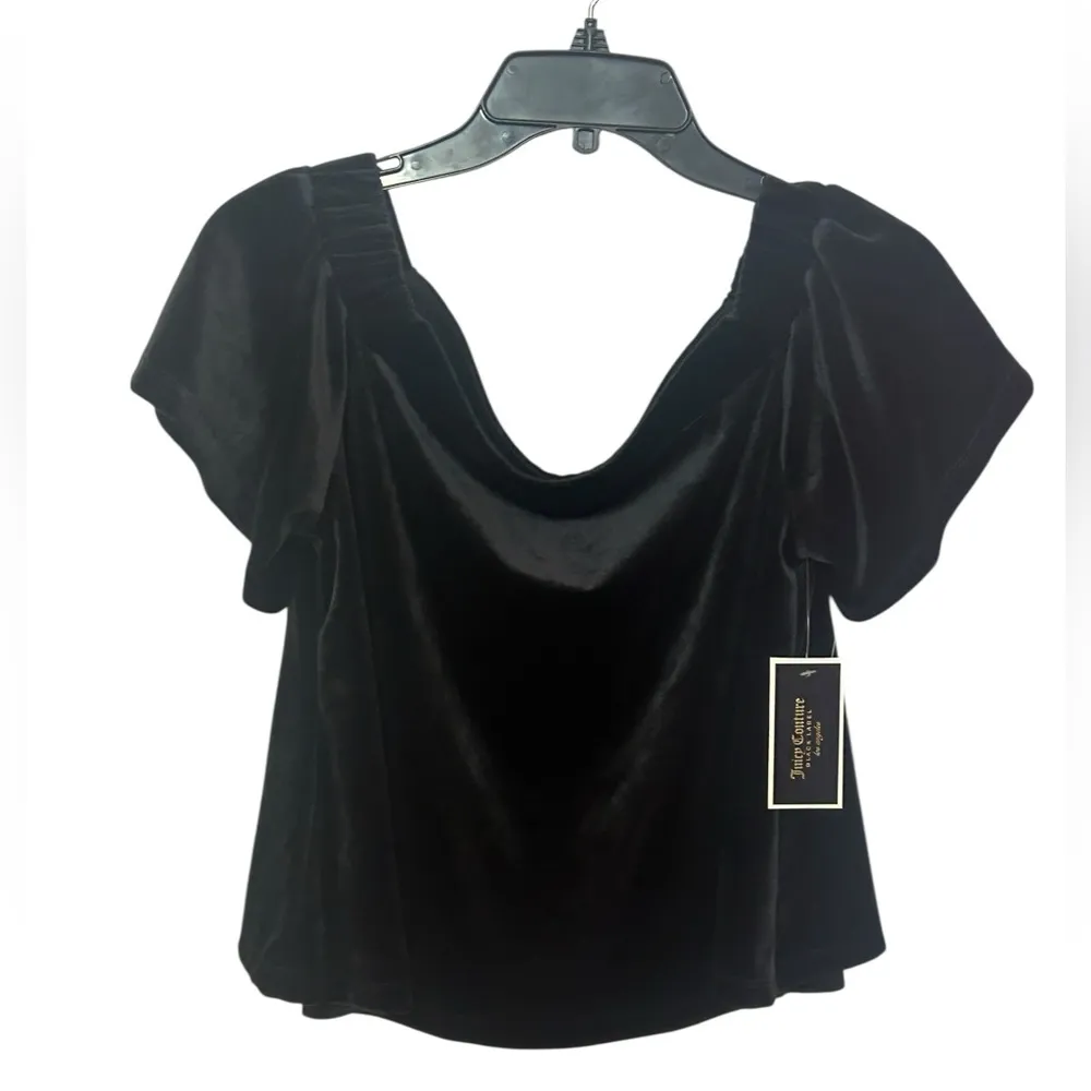 NWT Juicy Couture Black Label
Track Velour Off-the-Shoulder Top  Size Medium - Image 3