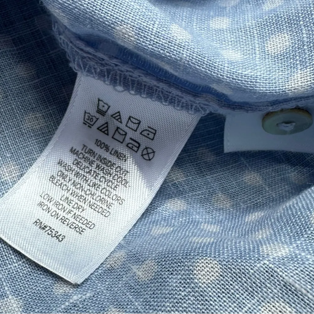 Nicole Miller Linen Polka Dot Button Up Shirt Size Small - Image 6