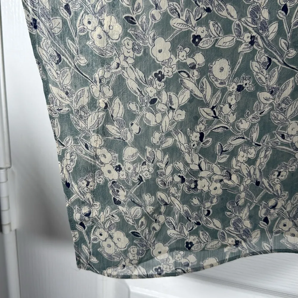 Ralph Laren Denim & Supply Floral Pale Green Ivory Blouse Size Large EUC #2538 - Image 3