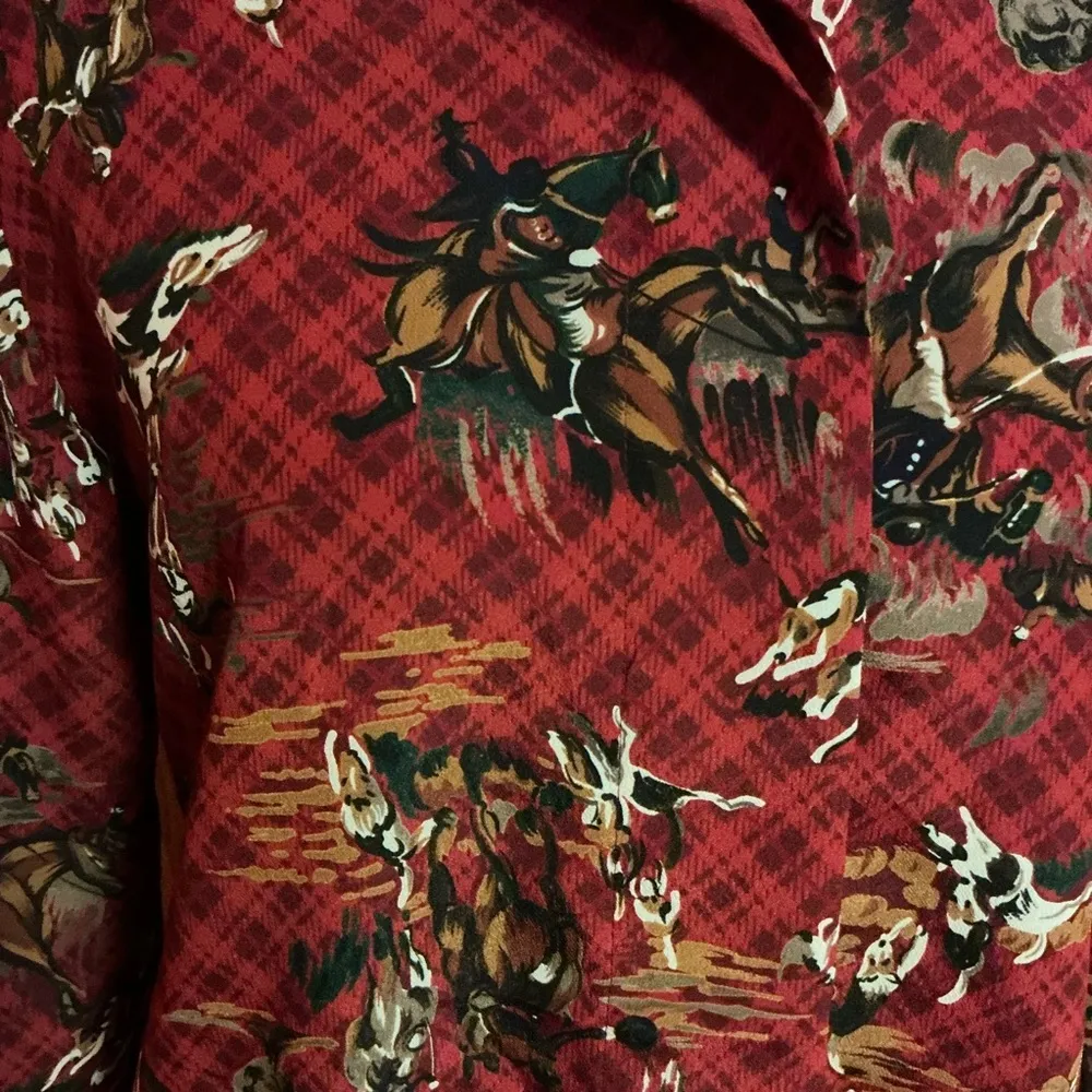 Vtg 90s Leslie Faye Equestrian button down blouse Size 10P - Image 3