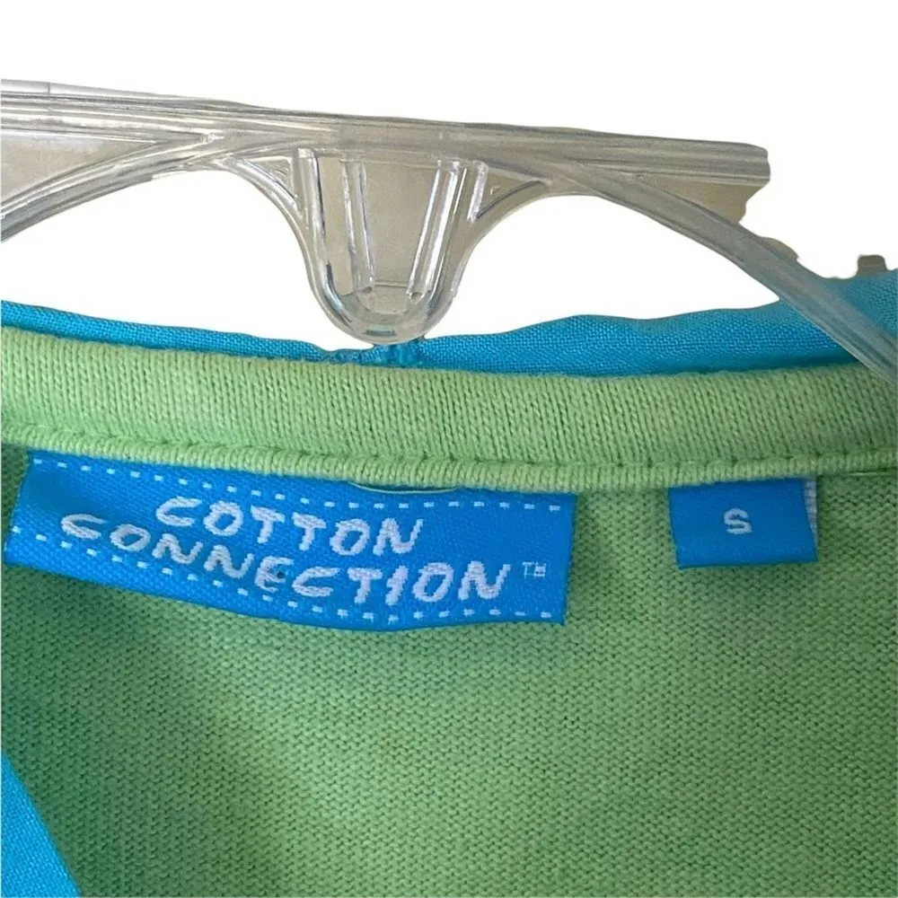 Cotton Connection Blue Aqua Chartreuse Sequined Fish Button up Hoodie Blue - Image 3