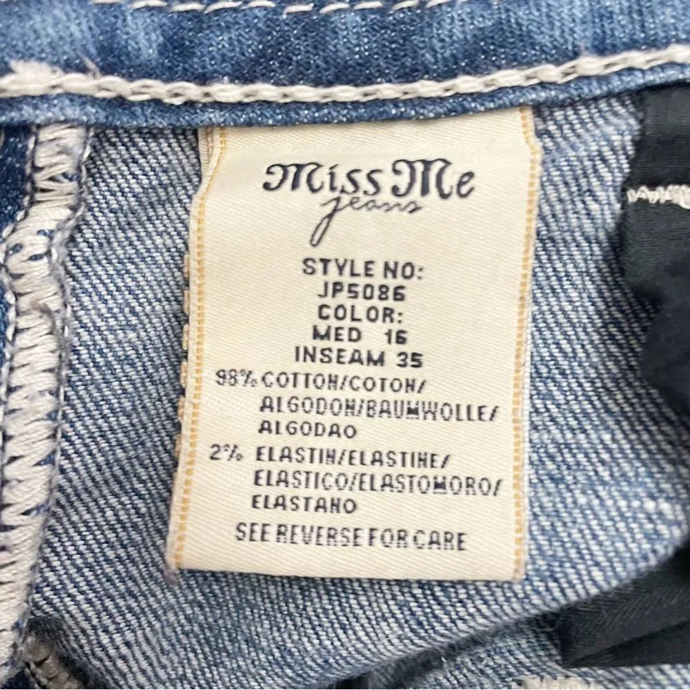 Miss Me Y2K Jeans Bling Rhinestone Angel Wing Bootcut Medium Wash JP5086 Size 29 - Image 14