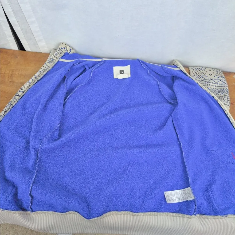 Burton Dryride Geometric Pattern Fleece Lined ZIp Up Hoodie Small - Image 4