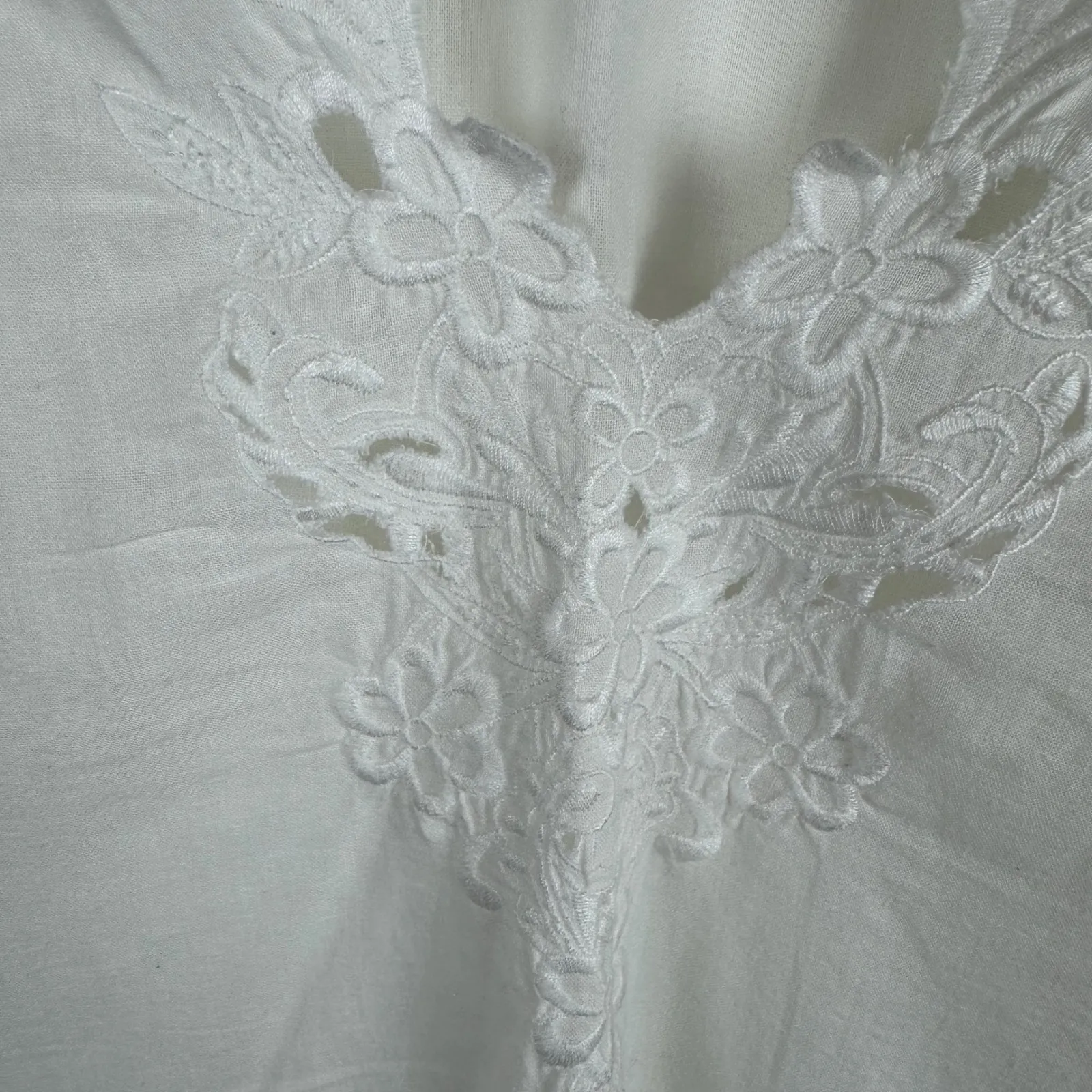 J‎ Jill Embroidered Tunic Top Sz XL Linen Blend Coastal Grandma Beachy Vacation White - Image 2