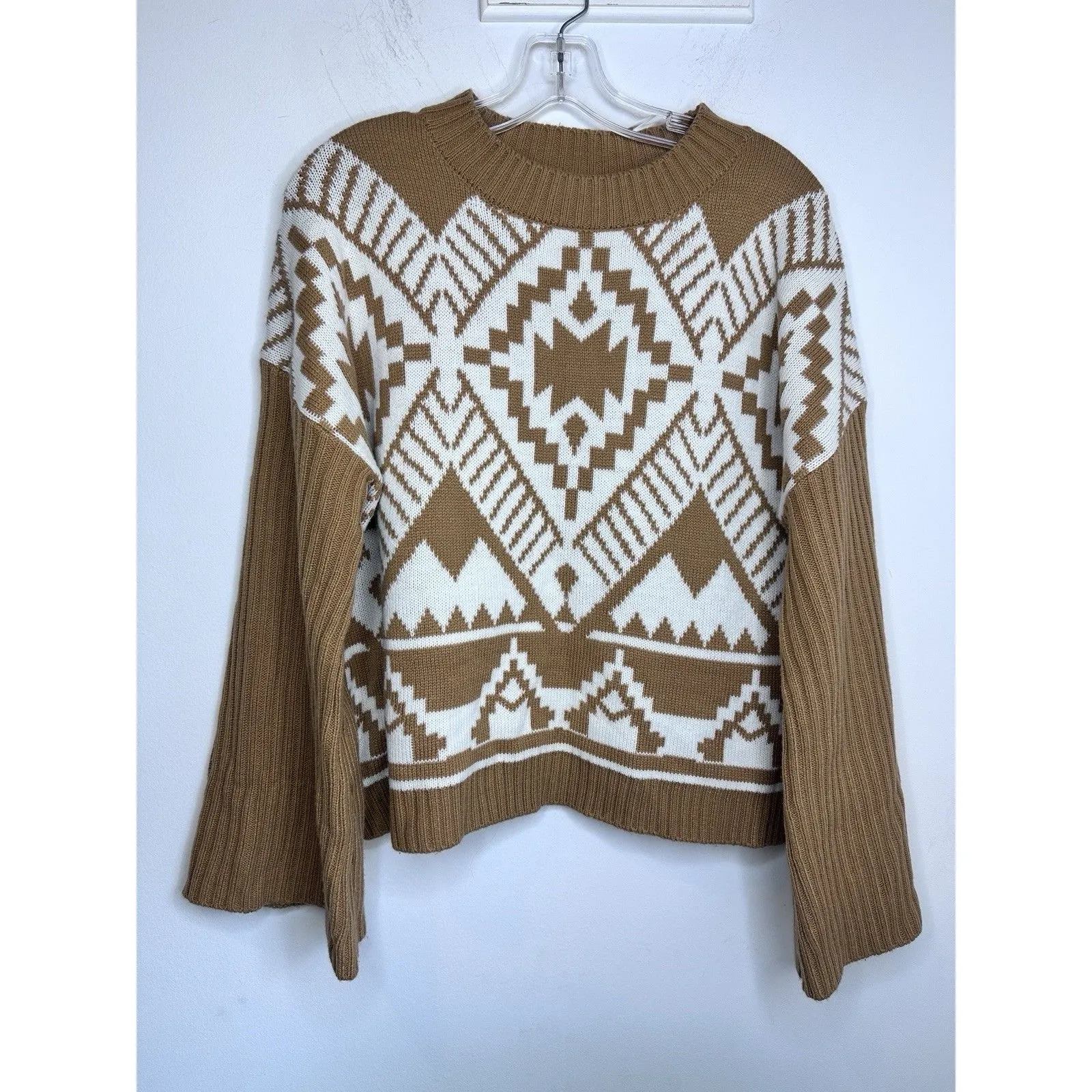 WRANGLER WOMEN'S SOUTHWESTERN SWEATER CREW NECK LONG SLEEVE MUSTARD SIZE MEDIUM - Image 3