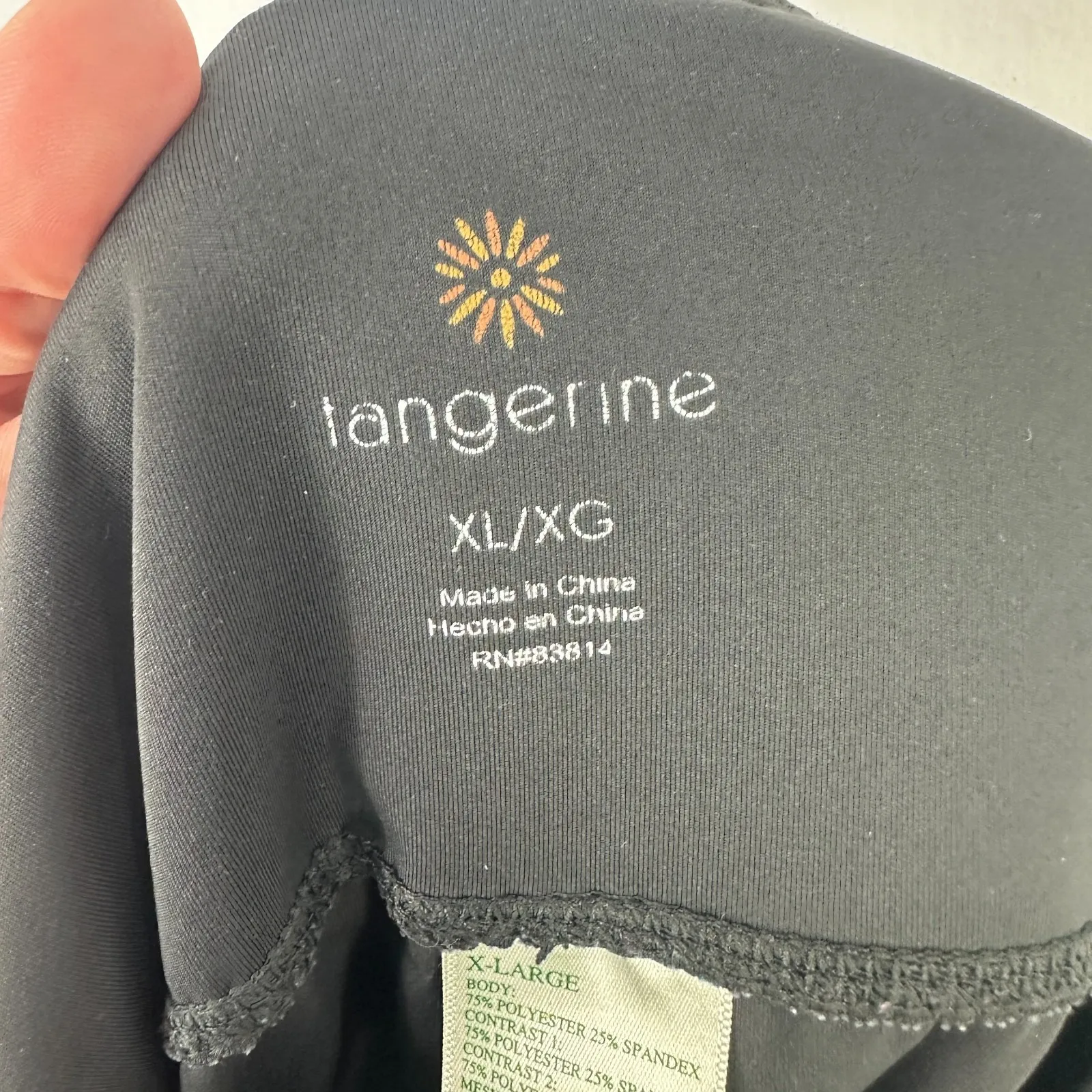 Tangerine Leggings Womens XL Black Gray Blue Colorblock Capri Athleisure Workout - Image 3