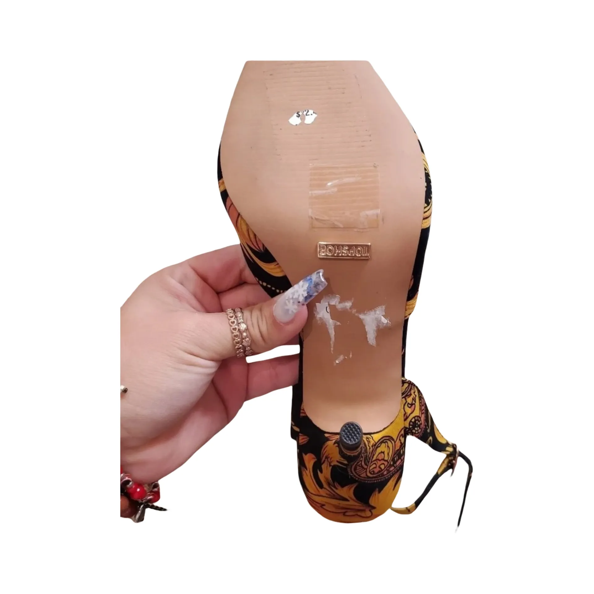 Topshop Gastro Court Black and Gold Women's Heels Size: 40 - Image 4