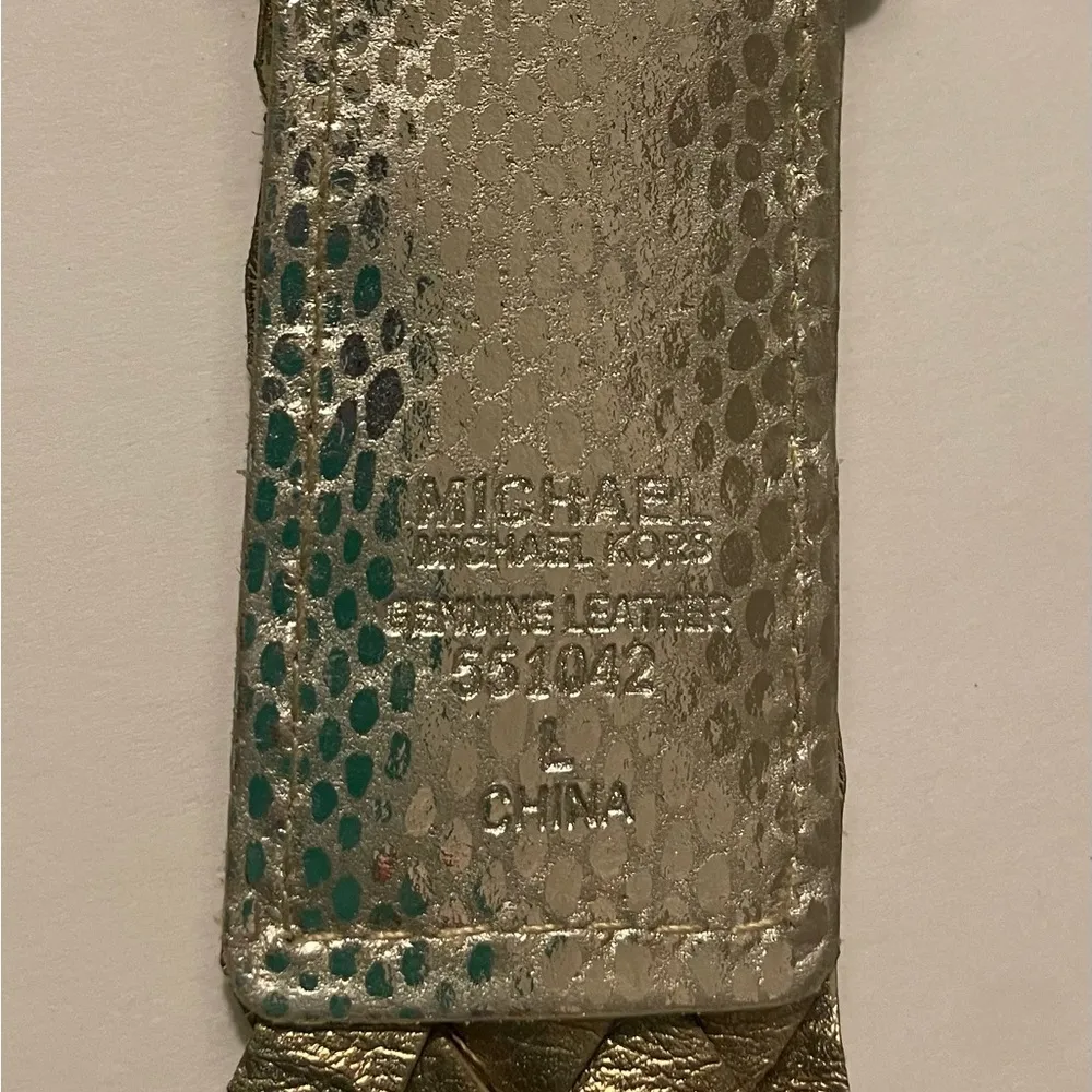 Michael Kors Bright Gold Metallic Braided Leather Belt Size LARGE - Image 5