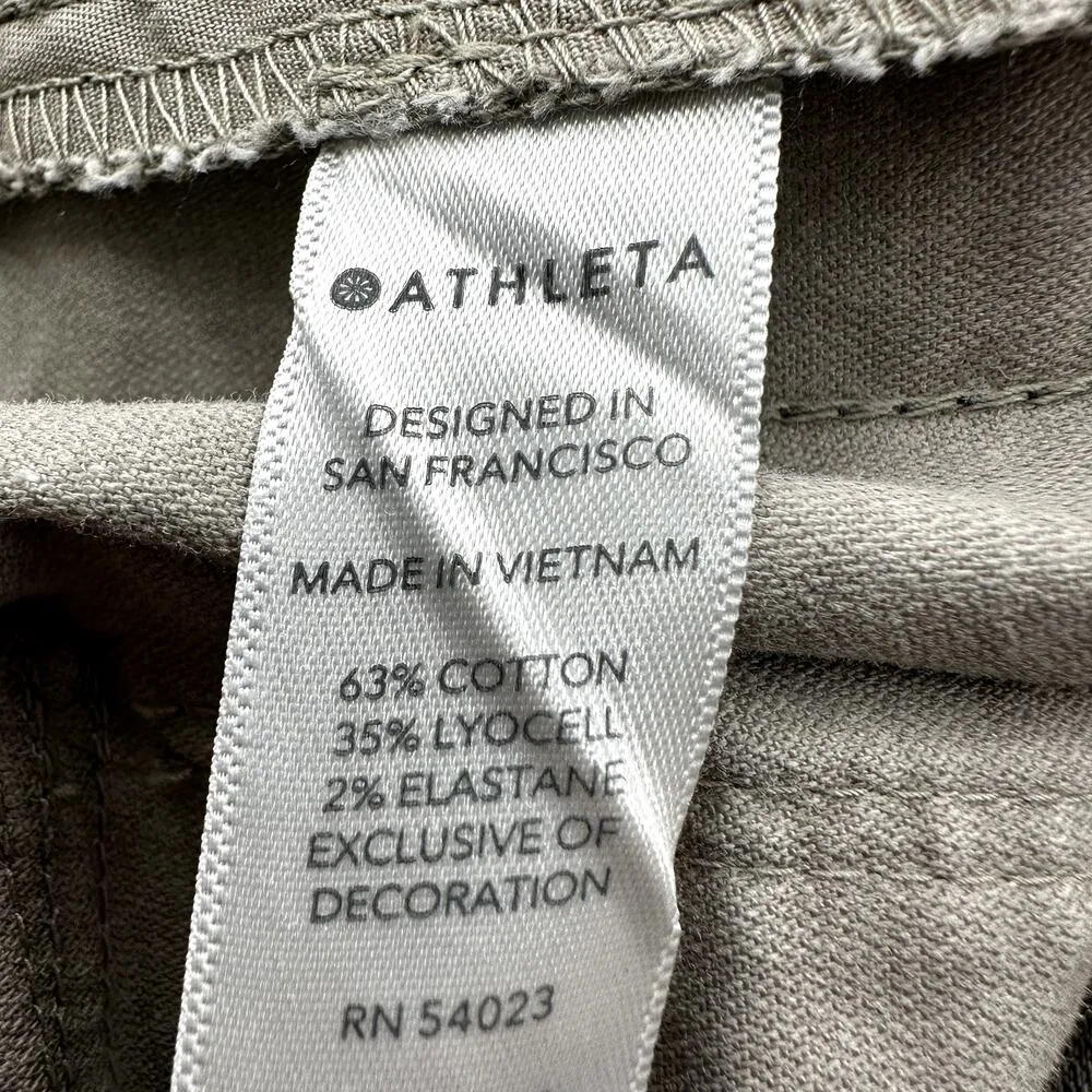 Athleta Summit Cargo Pants Side Striped Straight Zip Pockets Outdoor Ecru 12 - Image 4