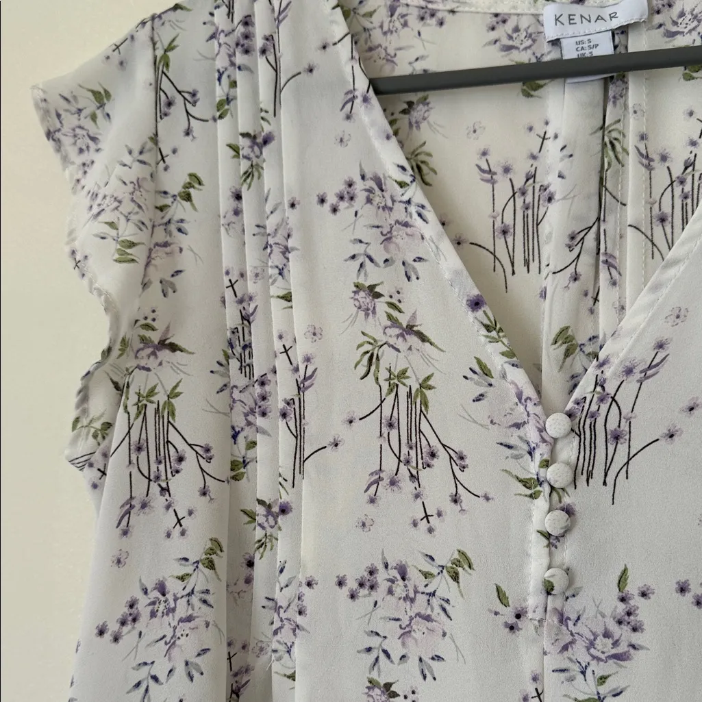 Kenar White and Purple Floral Blouse - Image 4