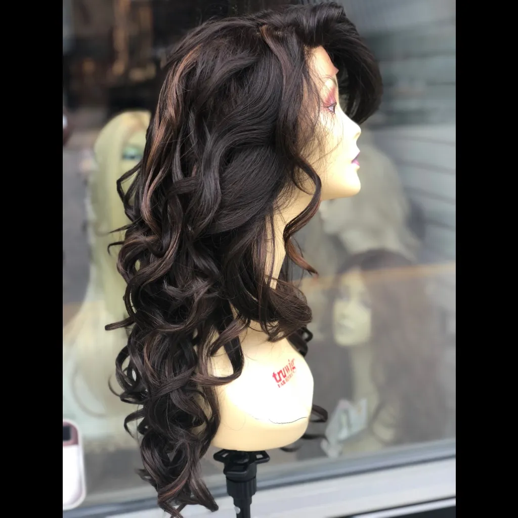 Long brown Highlights Wig 13X6 Freepart fullcap - Image 3