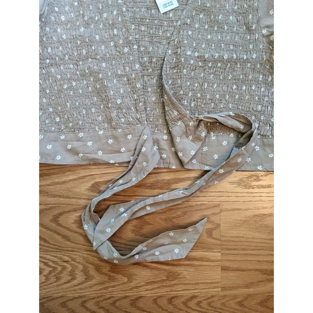 NWT American Eagle XL Tie Wrap Crop Smocked Floral Top Peasant Cottage Prairie - Image 5
