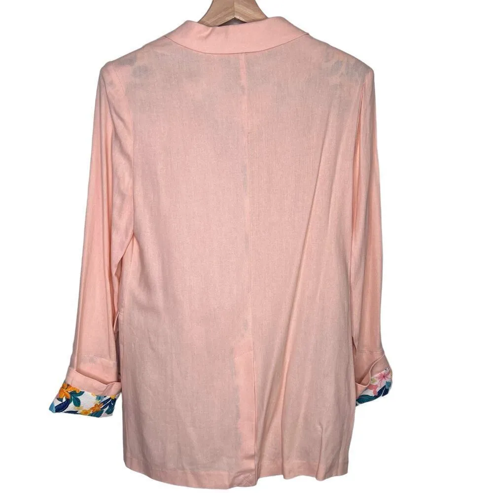 New Women’s BCBGeneration Floral Trim Linen Blend Boyfriend Blazer Size XS - Image 7