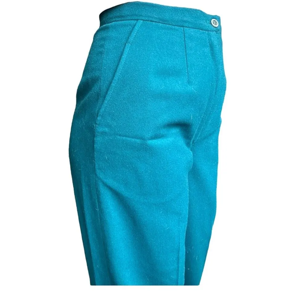 Vintage 60/70s Pendleton teal trousers size small 23” high rise wool - Image 2