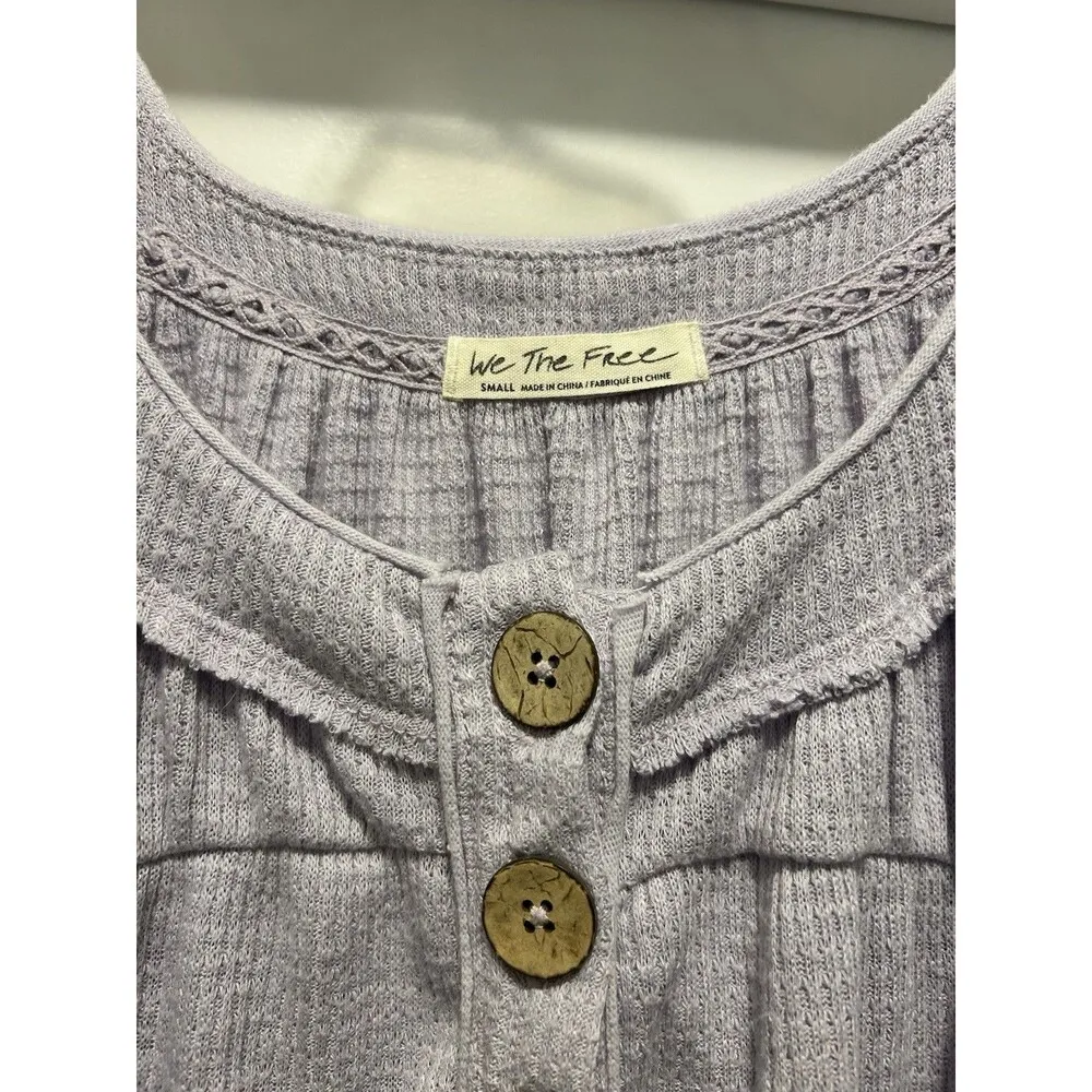 Free People We The Free Long Sleeve Scoop Neck Purple Thermal Top Size Small - Image 3