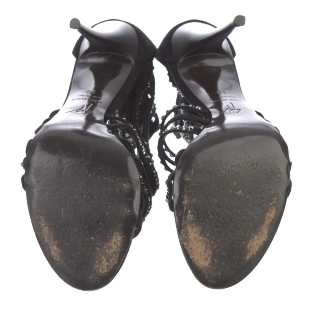 Giuseppe Zanotti Strass Black Suede Bejeweled Black  Heels size 39 size 9 - Image 5