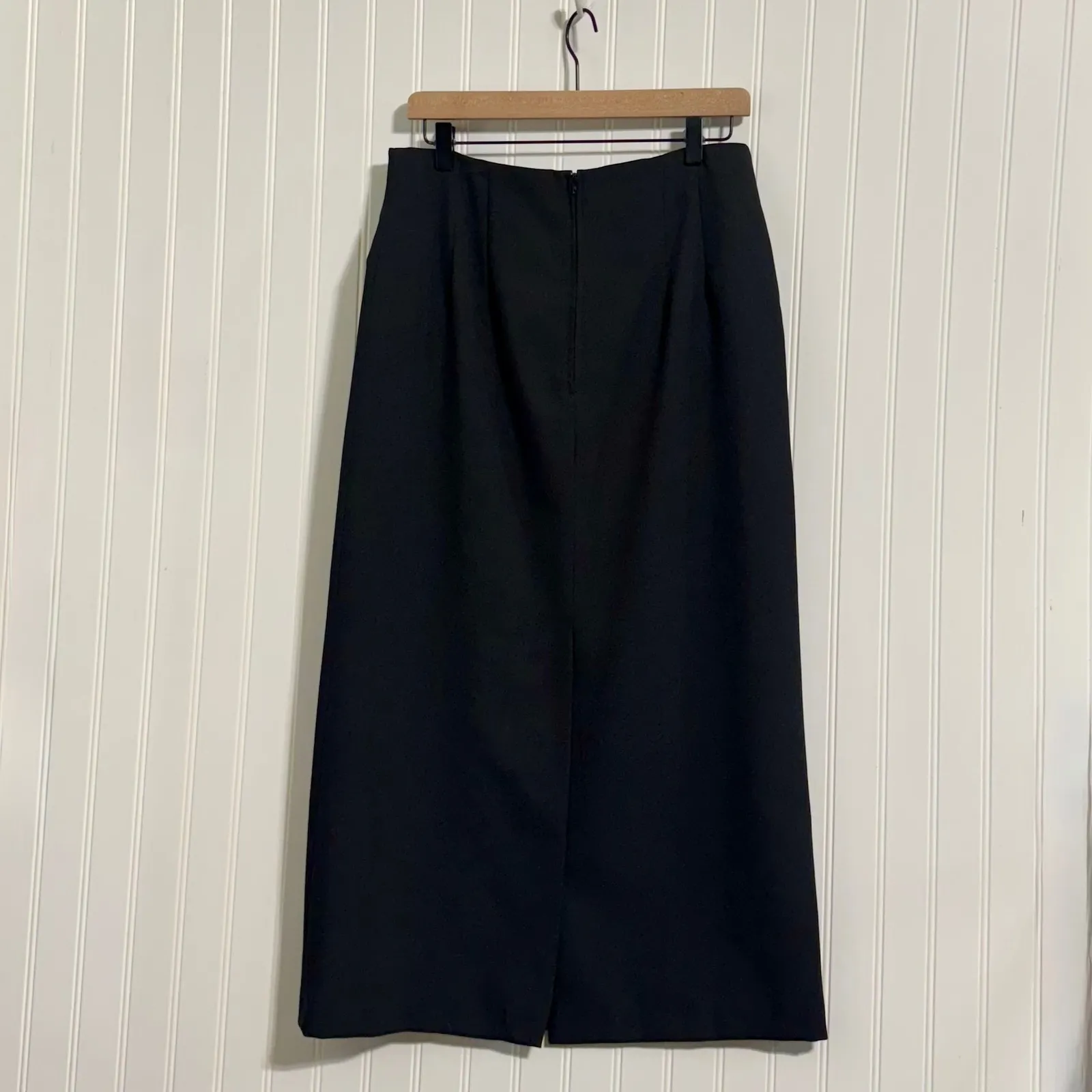 Briggs Black Midi Pencil Skirt Office Siren 12 NWT Back Vent Corporate Goth - Image 3