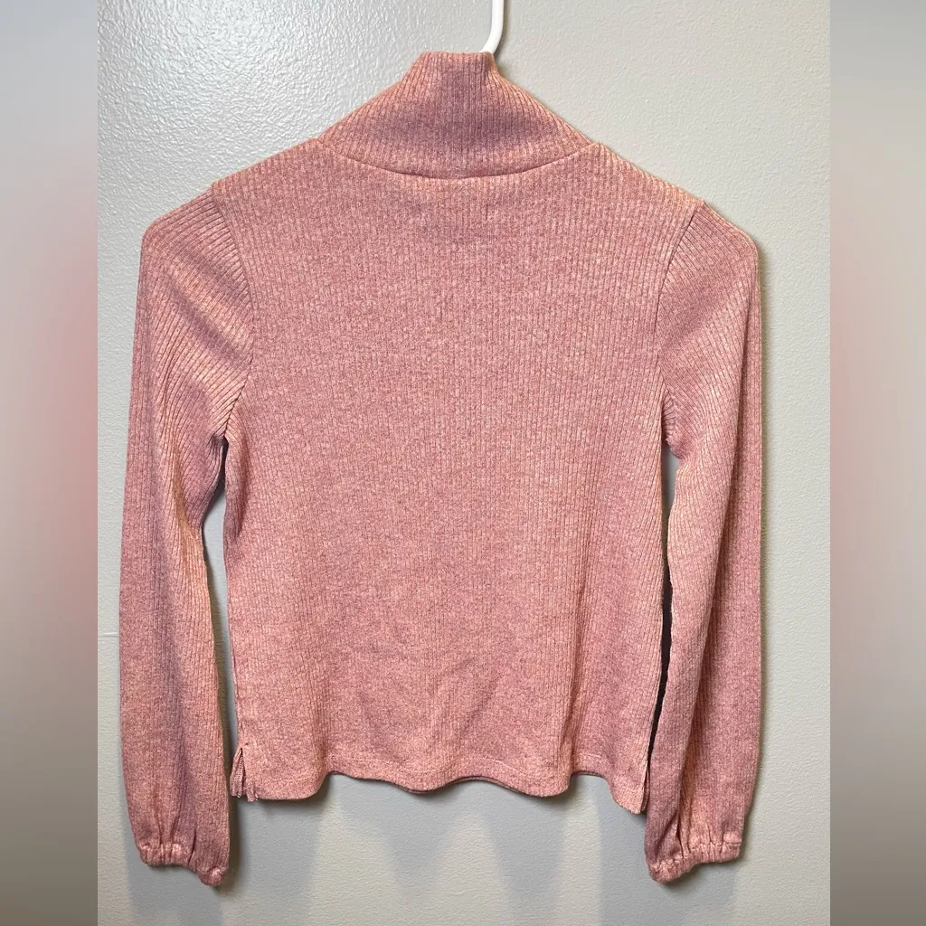 Madewell Heathered Bubble Sleeve Swing Turtleneck Sweater Mauve Pink‎ Size XS - Image 3